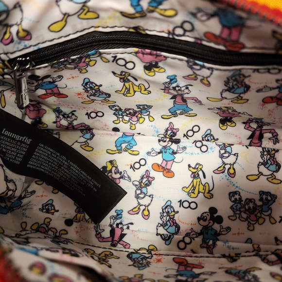 Loungefly Disney 100th Mickey Hands Gloves Red Corduroy Crossbody Handbag NEW - Picture 10 of 11